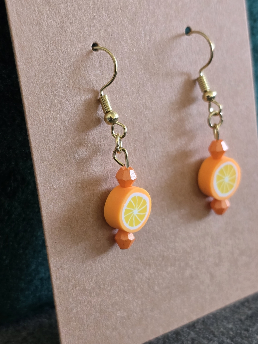 Handmade Citrus Orange Slice Dangle Earrings | Summer Fruit Jewelry